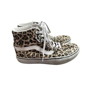 Vans Sk8 Hi Leopard Animal Print Sneakers Shoes Black Gold Women's 8